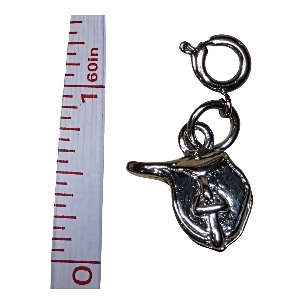 Western Saddle Charm Silver Tone Pendant Cowboy Horse Tack Spring Ring